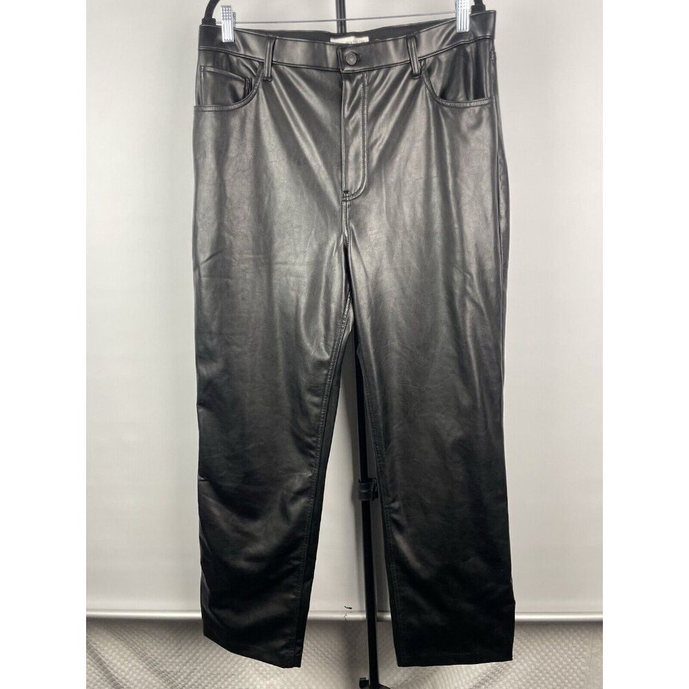 Abercrombie & Fitch Curve Love Black Pants‎ 90's Relaxed Vegan Leather 33/16
